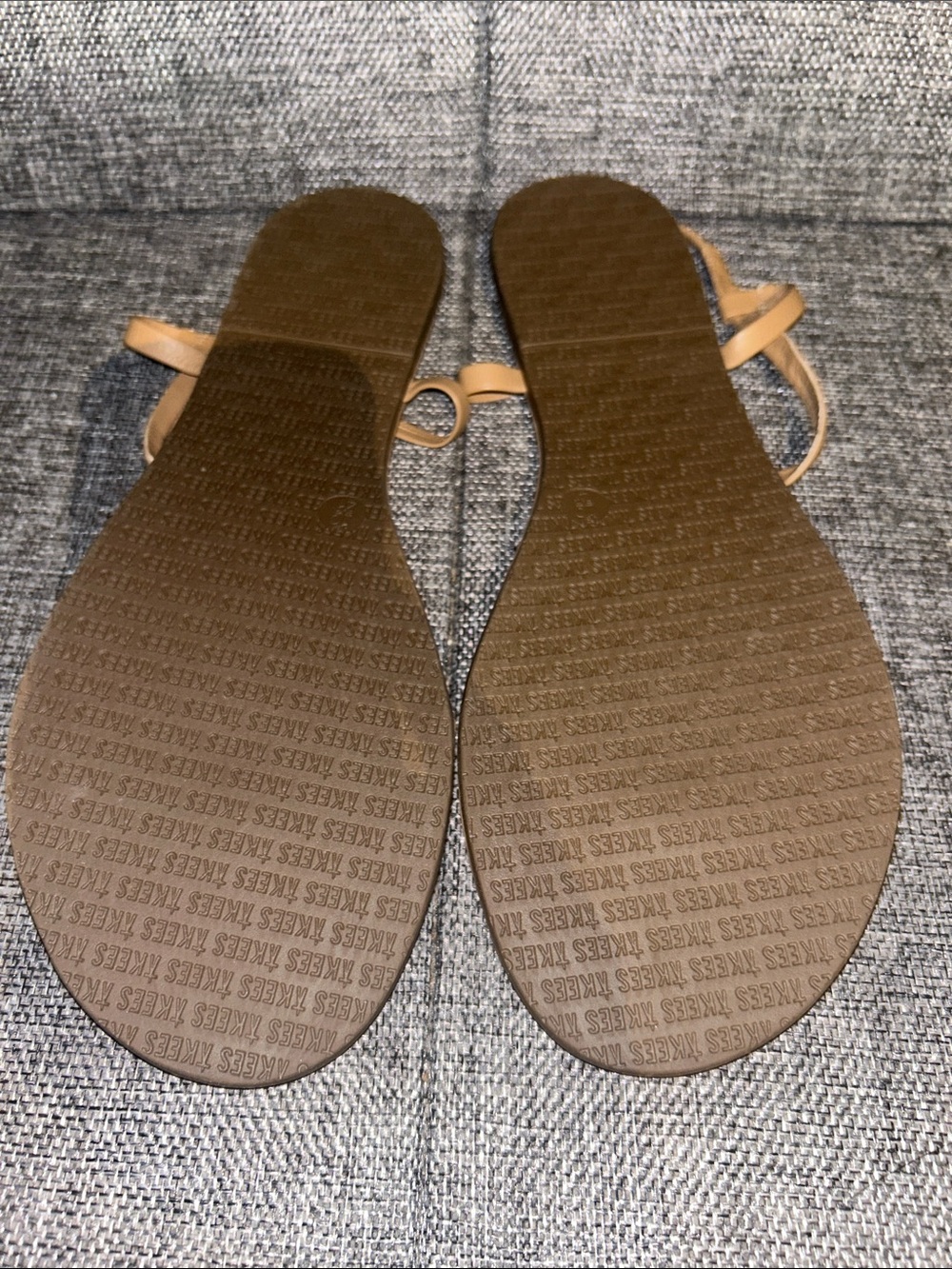 NEW - TKEES Smooth Nude T-Strap Leather Sandals - Picture 6 of 8
